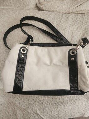 Baci ITALY Classic Two-Tone Black and White Patent Leather Shoulder Bag